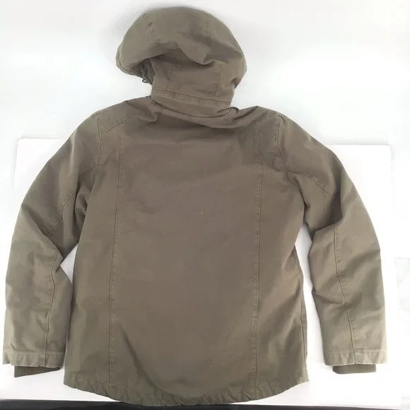 GAP Military Utility Green Quilted Sherpa Lined Jacket with Hood Size Small